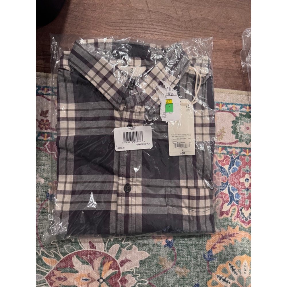 Men's mutual weave, cotton, button-down poplin, plaid shirt, size large - Picture 2 of 4
